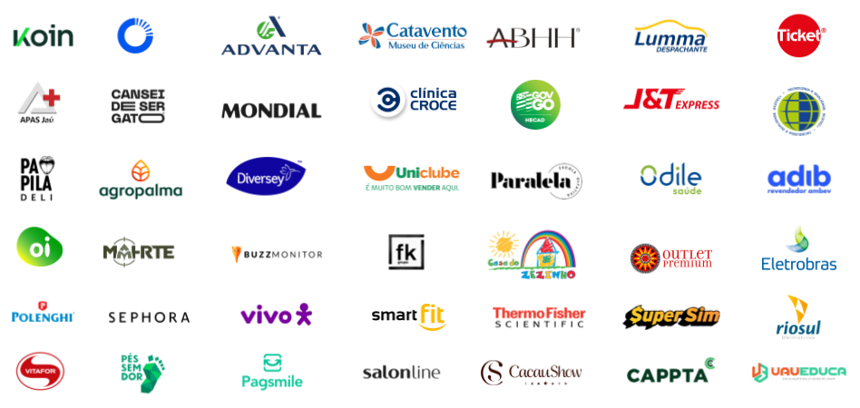 Logotipos de clientes que utilizam a plataforma Cxpress