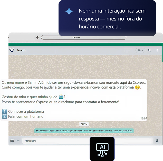 Demonstração do Agente Concierge da Cxpress em funcionamento